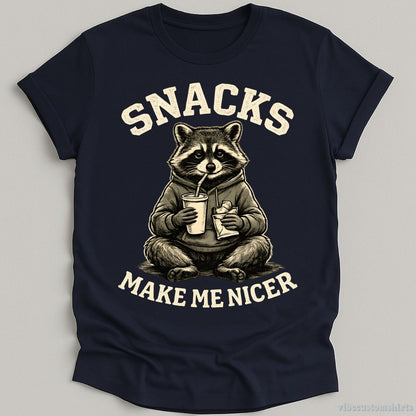 T-Shirt Navy / S Snacks Make Me Nicer Trash Panda Shirt