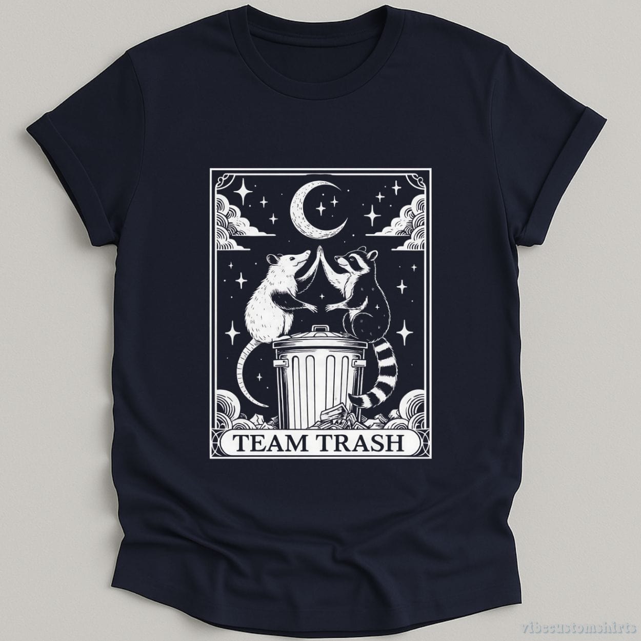 T-Shirt Navy / S Team Trash Funny Possum And Raccoon Tarot Card Shirt