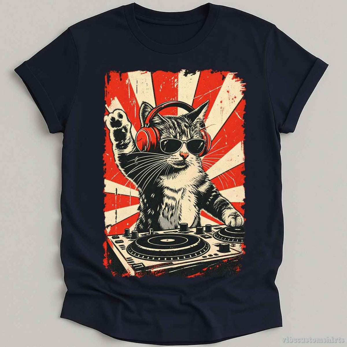 T-Shirt Navy / S Vintage Dj Cool Cat Shirt
