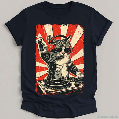 T-Shirt Navy / S Vintage Dj Cool Cat Shirt
