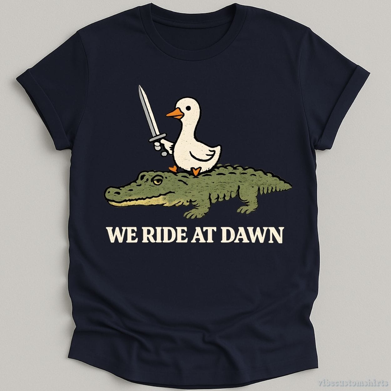 T-Shirt Navy / S We Ride At Dawn Crocodile and Goose Shirt