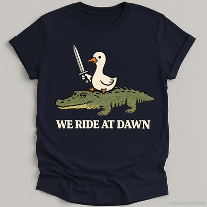 T-Shirt Navy / S We Ride At Dawn Crocodile and Goose Shirt