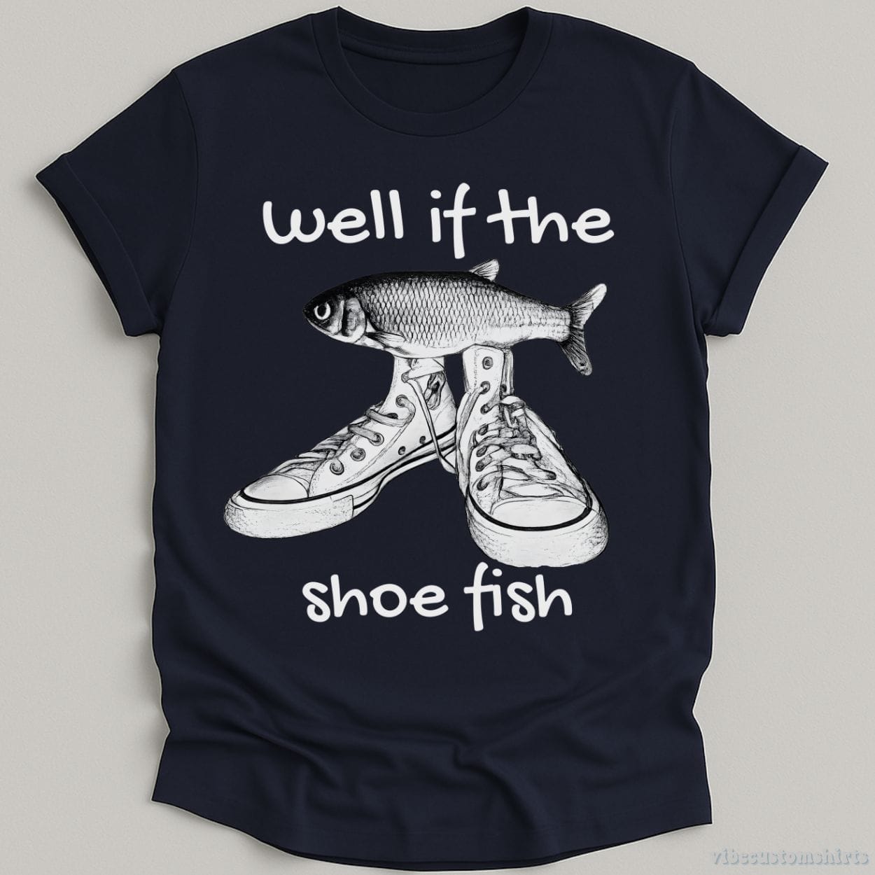T-Shirt Navy / S Well If Shoe Fish Vintage Shirt