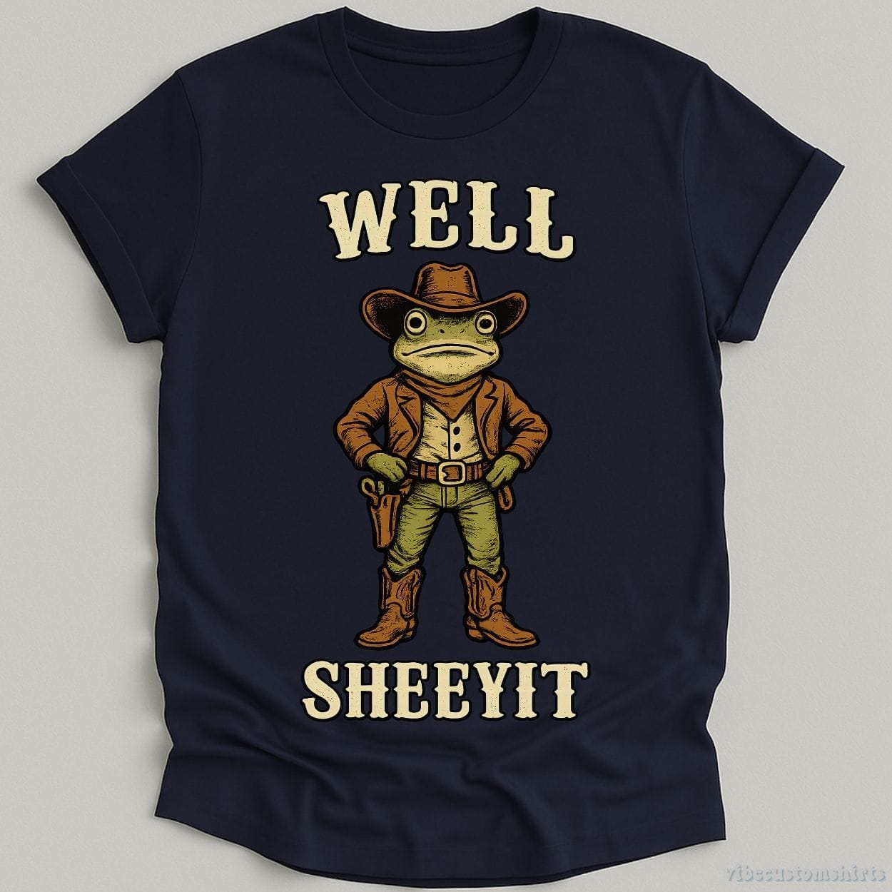 T-Shirt Navy / S Well Sheeyit Vintage Western Frog Shirt