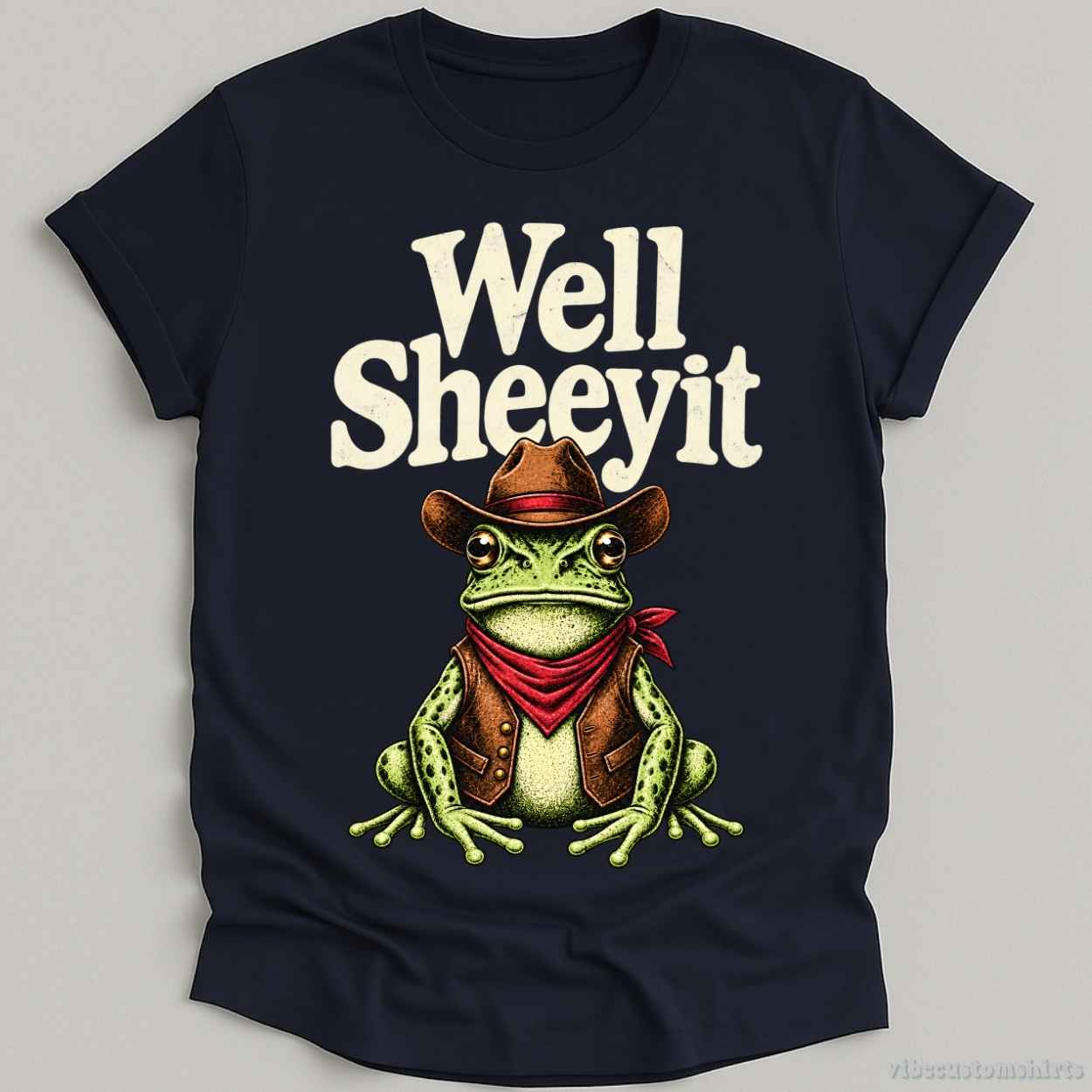 T-Shirt Navy / S Well Sheeyit Western Humor Frog Shirt