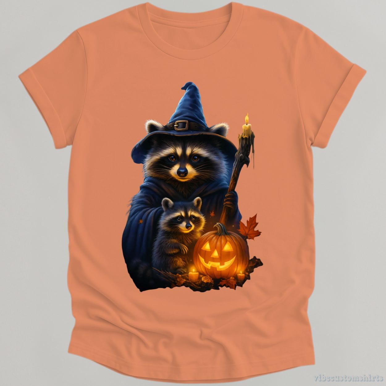 T-Shirt Orange / S Spooky Baby Raccoon Wizard Halloween Shirt