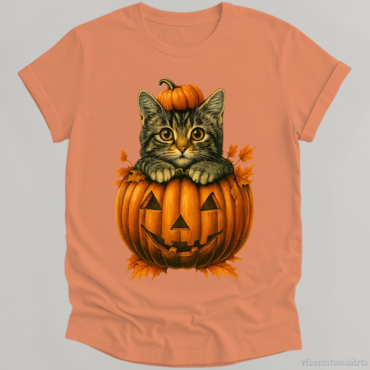 T-Shirt Orange / S Spooky Cat in Pumpkin Halloween Shirt