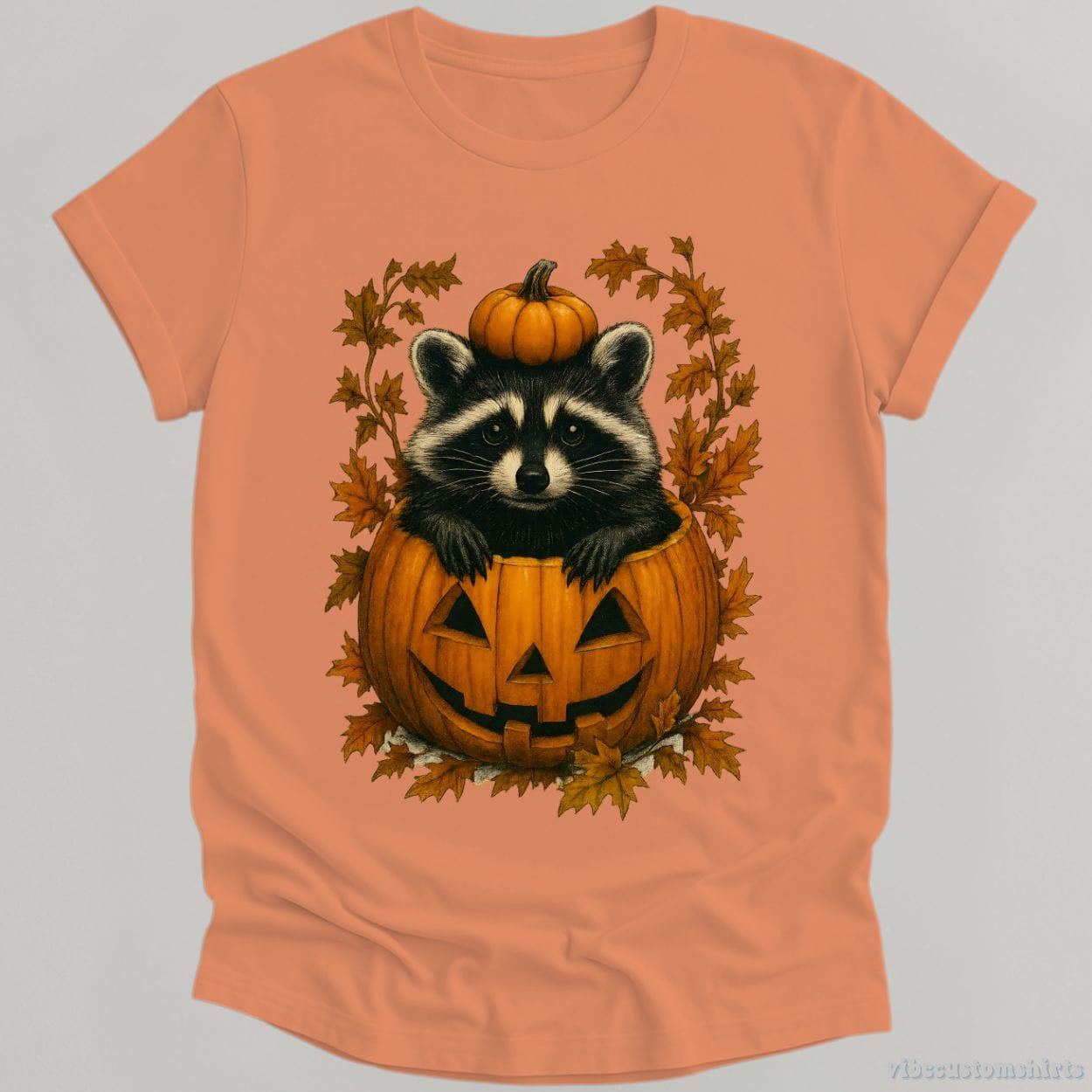 T-Shirt Orange / S Spooky Raccoon in Pumpkin Halloween Shirt