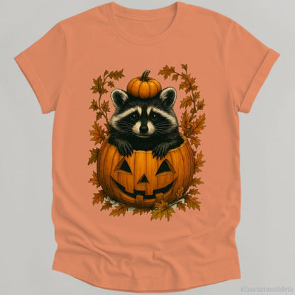 T-Shirt Orange / S Spooky Raccoon in Pumpkin Halloween Shirt