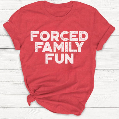 T-Shirt Red / S Forced Family Fun Funny Retro Christmas Shirt