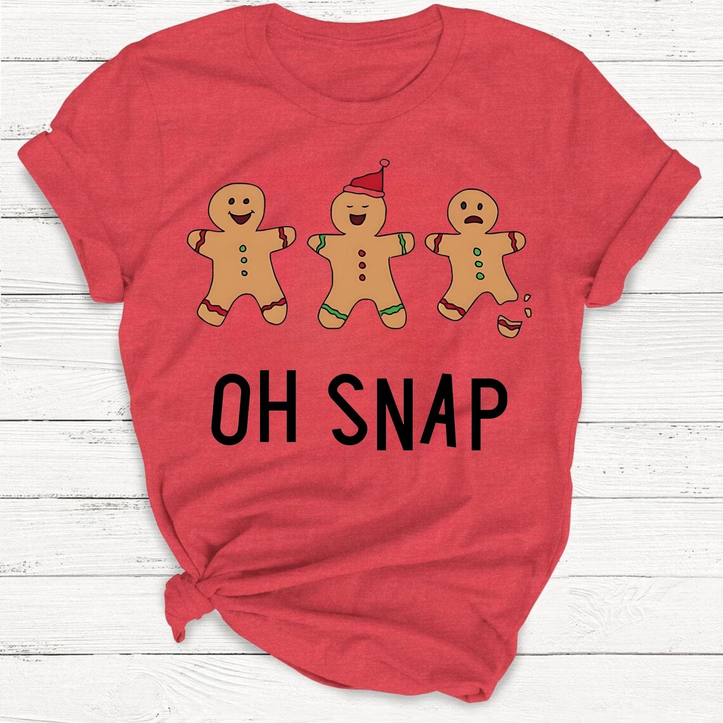 T-Shirt Red / S Oh Snap Funny Gingerbread T-Shirt