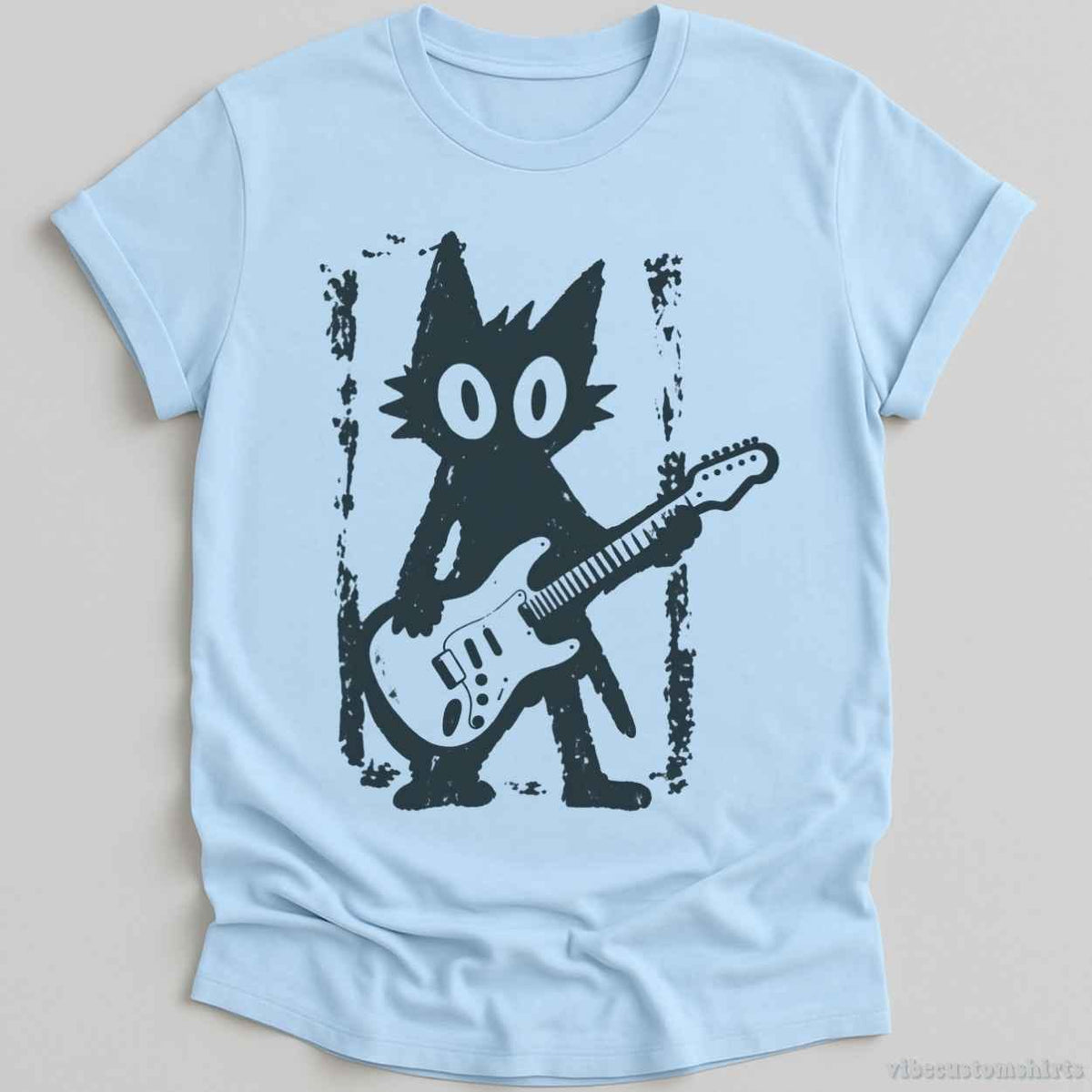 T-Shirt S / Light Blue Rockstar Cat Vintage Shirt