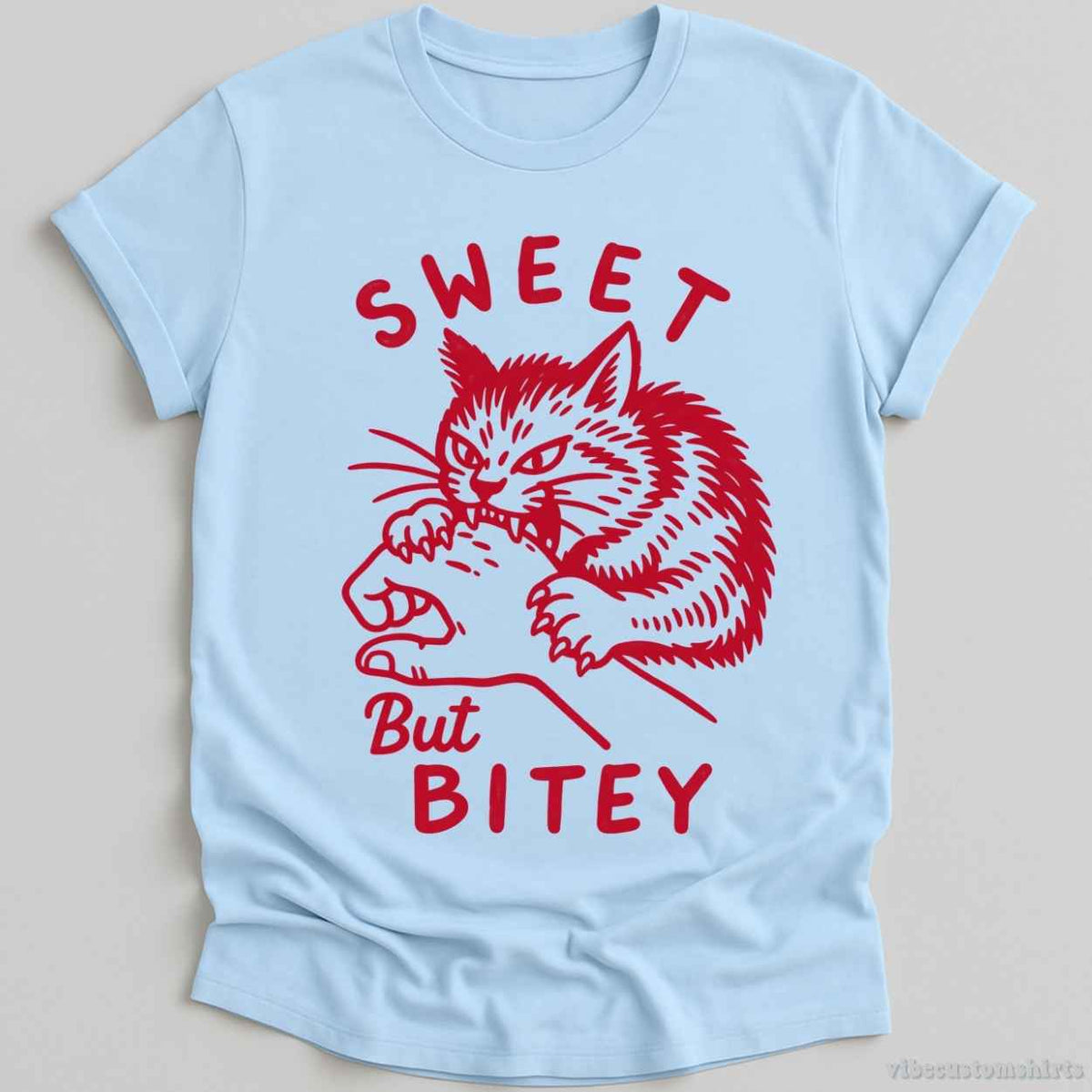 T-Shirt S / Light Blue Sweet But Bitey Cat Shirt