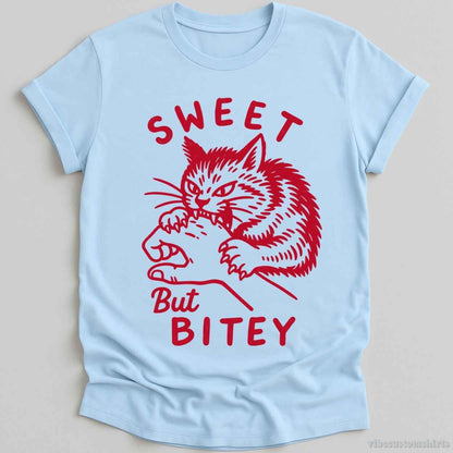 T-Shirt S / Light Blue Sweet But Bitey Cat Shirt