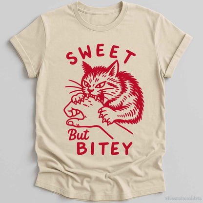 T-Shirt S / Natural Sweet But Bitey Cat Shirt