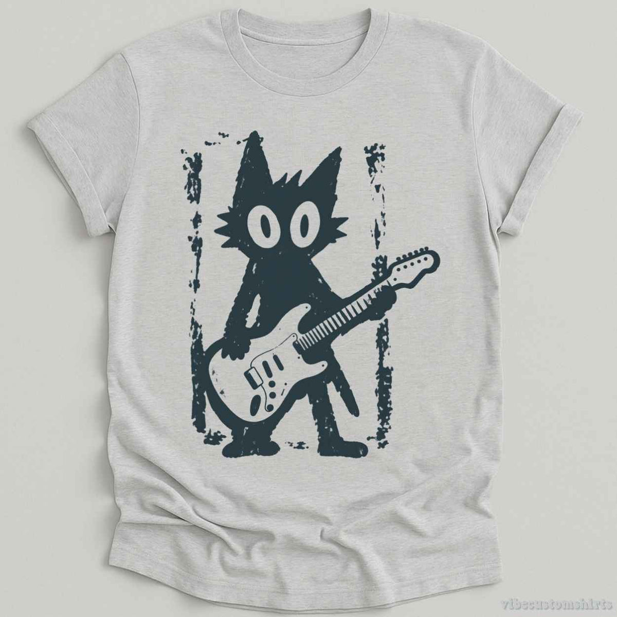 T-Shirt S / Sport Grey Rockstar Cat Vintage Shirt