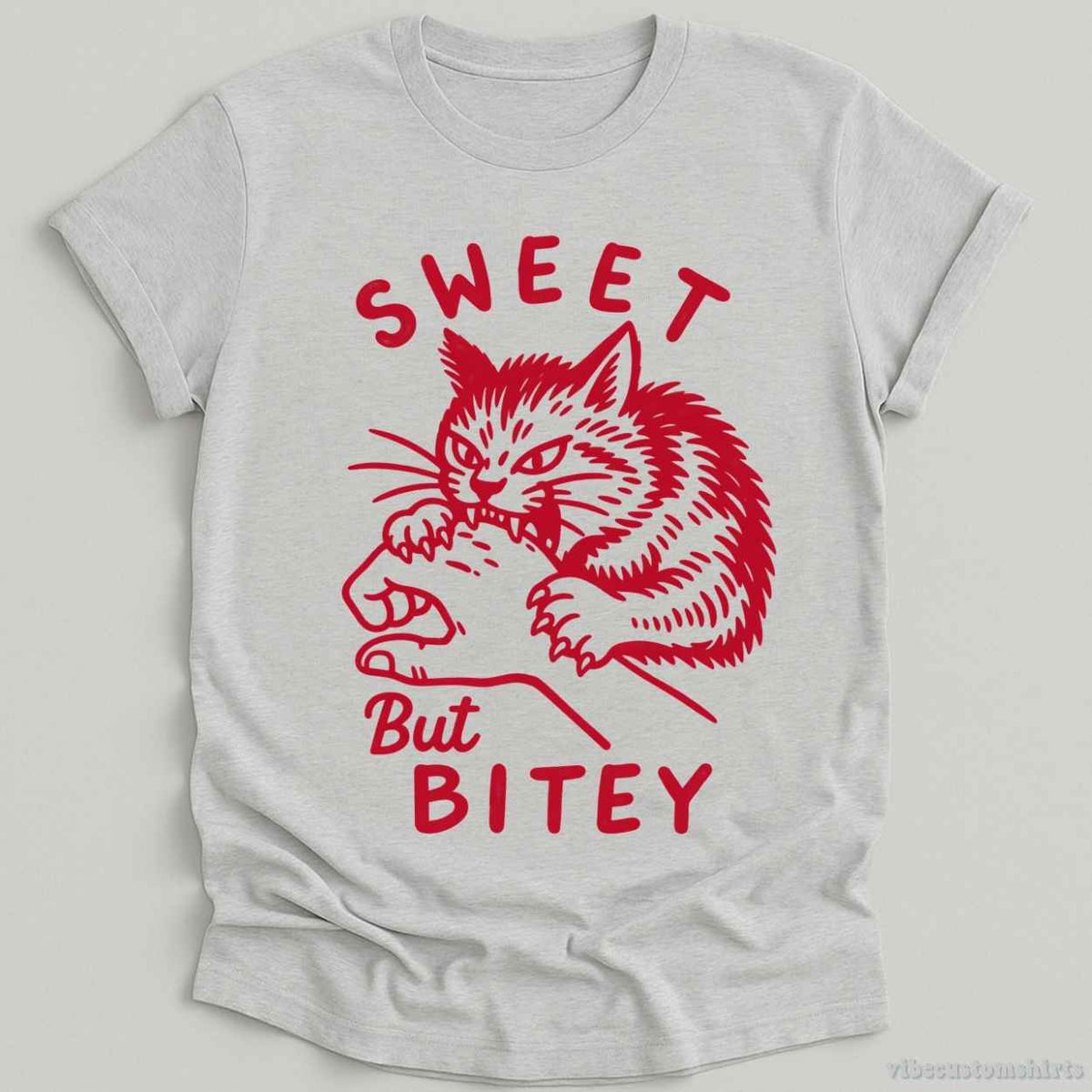 T-Shirt S / Sport Grey Sweet But Bitey Cat Shirt