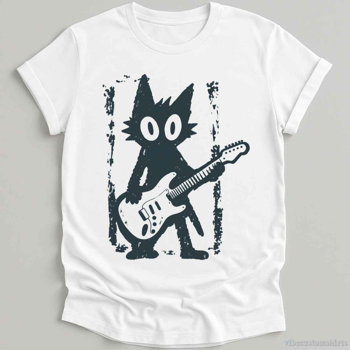 T-Shirt S / White Rockstar Cat Vintage Shirt