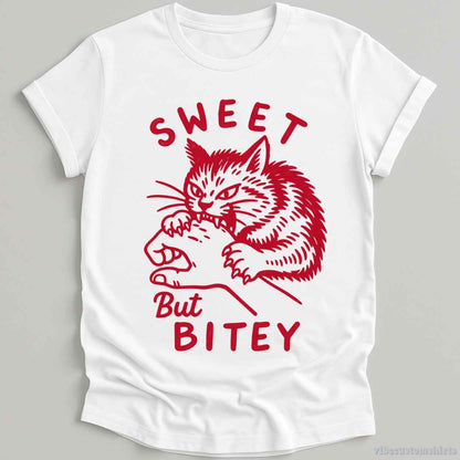 T-Shirt S / White Sweet But Bitey Cat Shirt