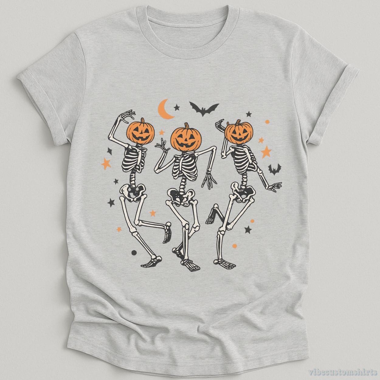 T-Shirt Sport Grey / S Dancing Skeleton Pumpkin Retro Halloween Shirt