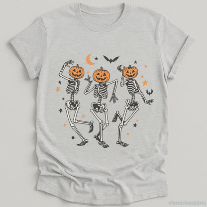 T-Shirt Sport Grey / S Dancing Skeleton Pumpkin Retro Halloween Shirt