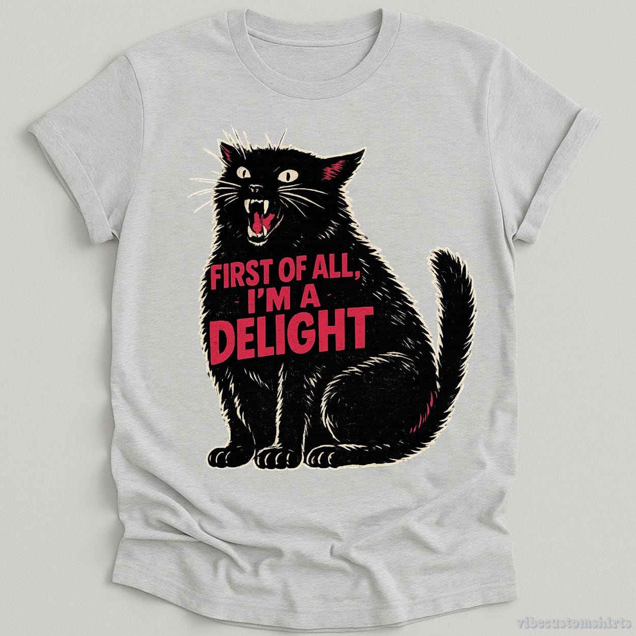 T-Shirt Sport Grey / S First Of All I'm A Delight Black Cat Shirt