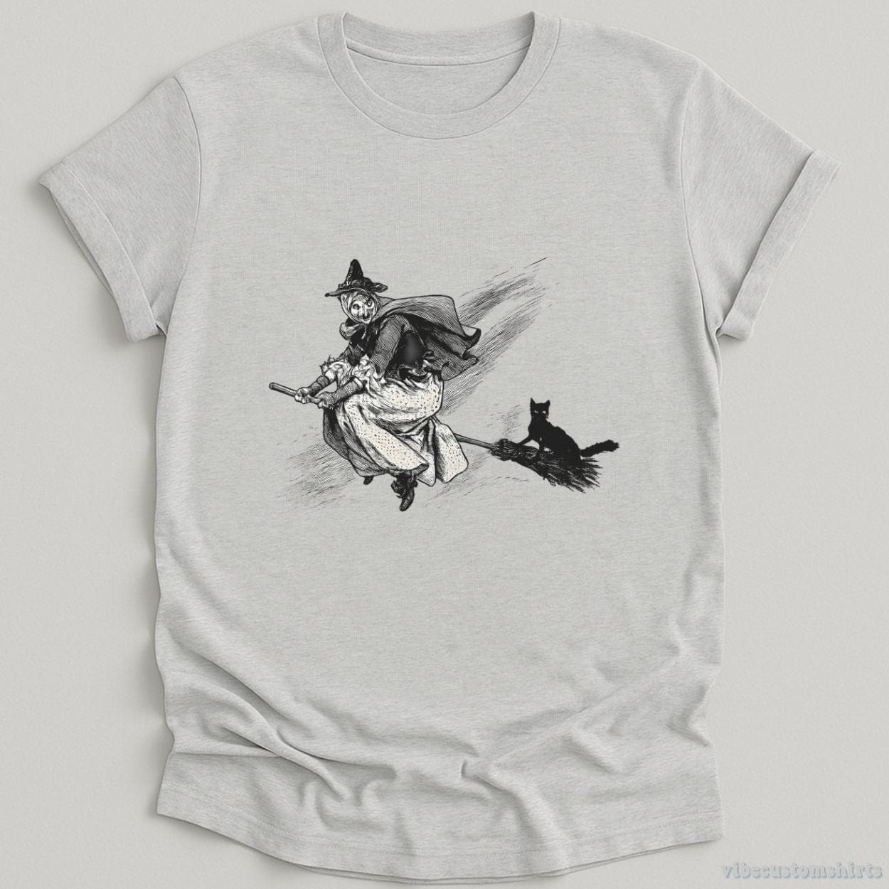 T-Shirt Sport Grey / S Halloween Witch Black Cat Vintage Shirt