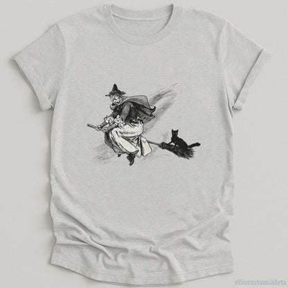 T-Shirt Sport Grey / S Halloween Witch Black Cat Vintage Shirt