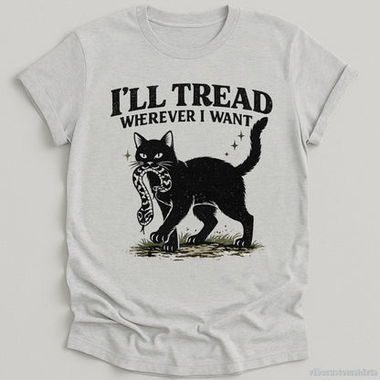 T-Shirt Sport Grey / S I'll Tread Wherever I Want Black Cat and Snake Shirt