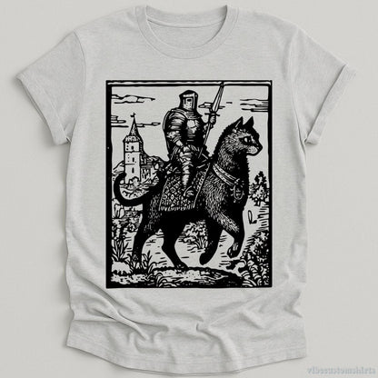 T-Shirt Sport Grey / S Knight Cat Rider Vintage Graphic Shirt