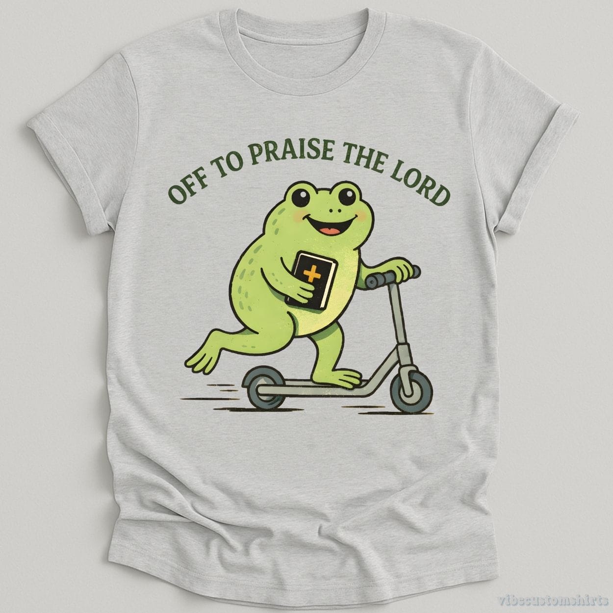 T-Shirt Sport Grey / S Off To Praise The Lord Vintage Frog Humor Shirt