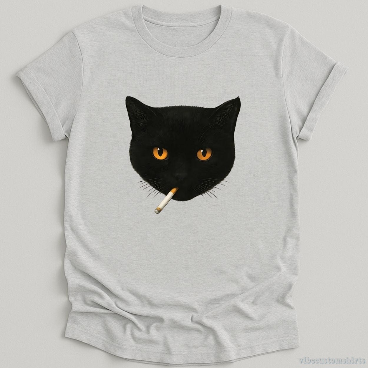 T-Shirt Sport Grey / S Smoking Black Cat Funny Shirt