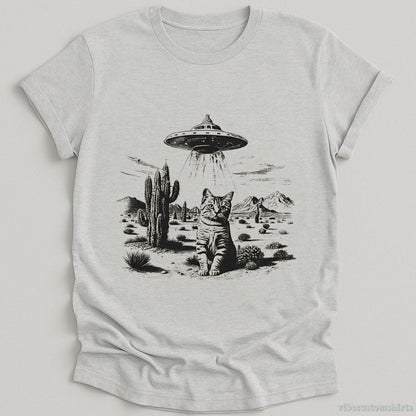 T-Shirt Sport Grey / S Ufo Cat Western Vintage Style Shirt