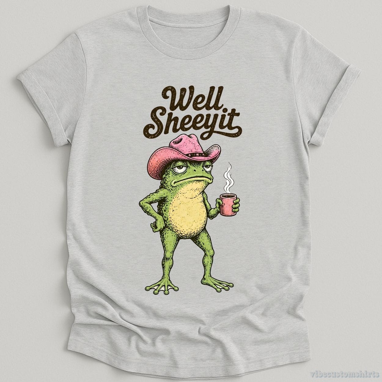 T-Shirt Sport Grey / S Well Sheeyit Pink Hat Cowboy Frog Shirt