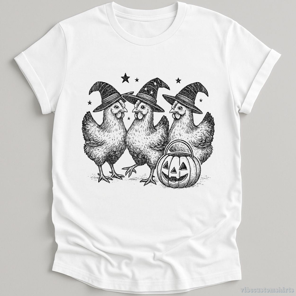 T-Shirt White / S Chicken Witches Funny Halloween Shirt