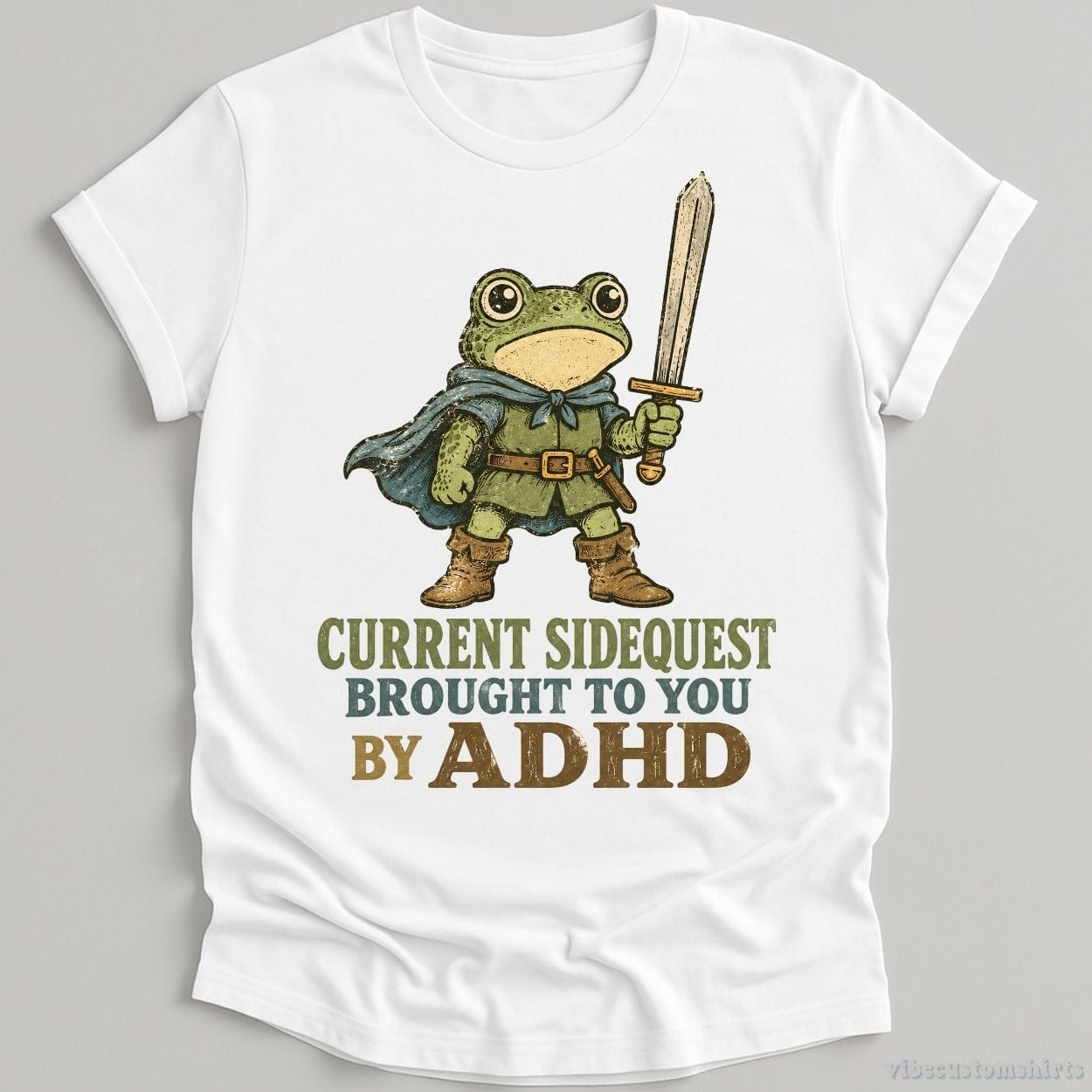 T-Shirt White / S Current SideQuest Brought To You By Adhd Frog Shirt