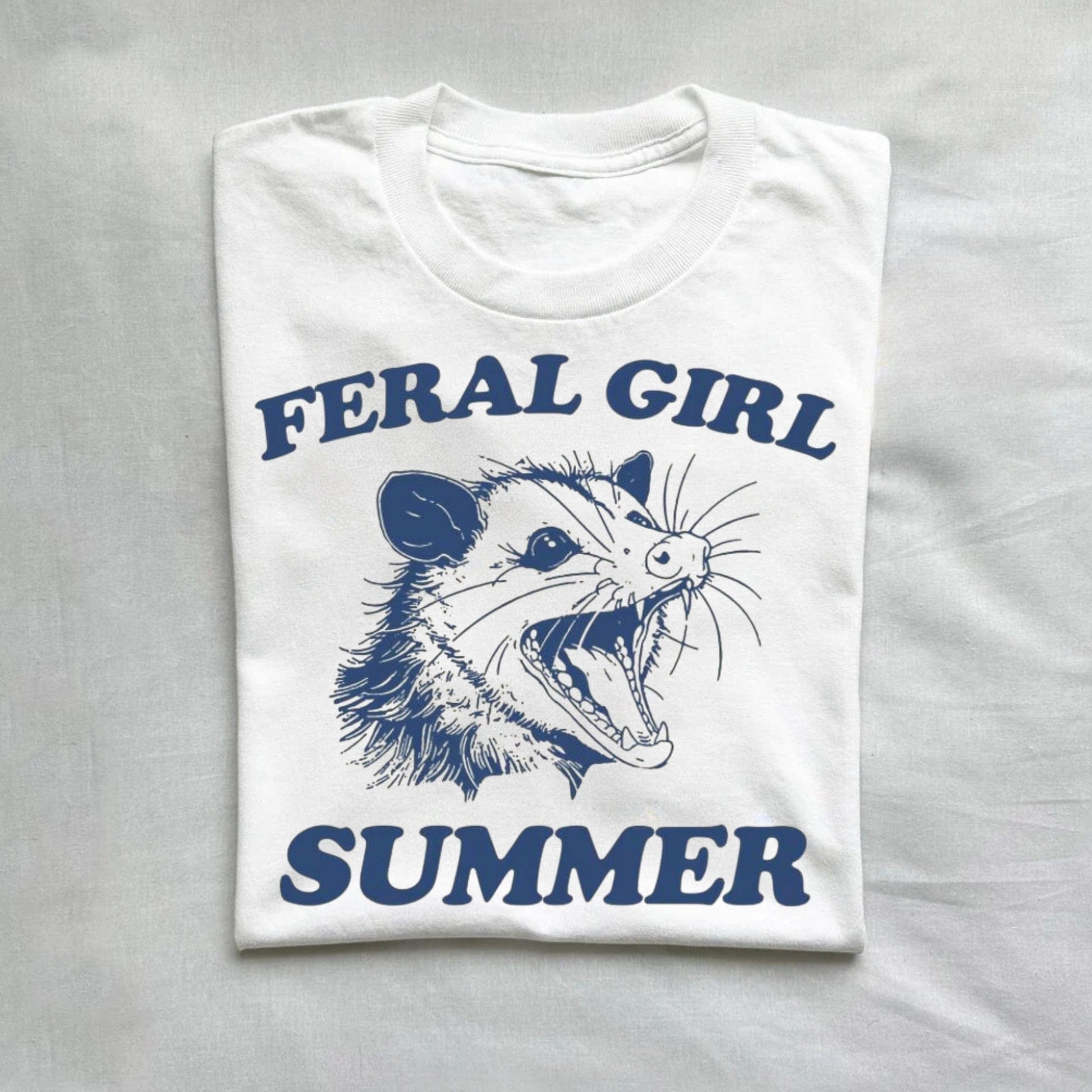 T-Shirt White / S Feral Girl Summer Opossum T Shirt