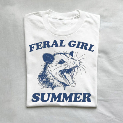 T-Shirt White / S Feral Girl Summer Opossum T Shirt