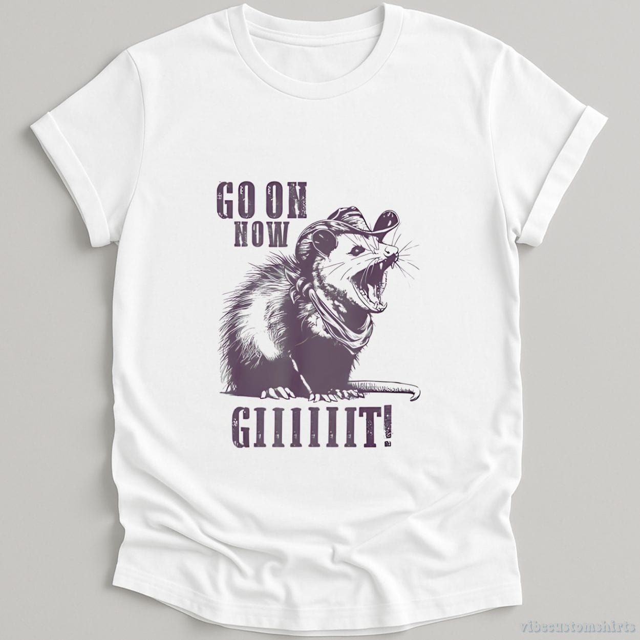 T-Shirt White / S Go On Now Git Cowboy Opossum Vintage Shirt