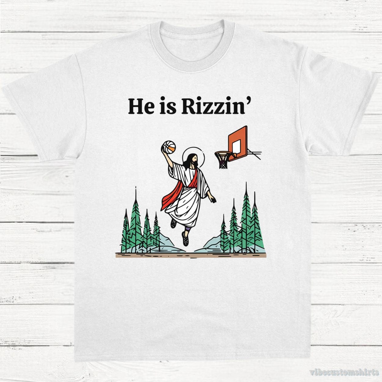 T-Shirt White / S He is Rizzin Jesus Meme Shirt