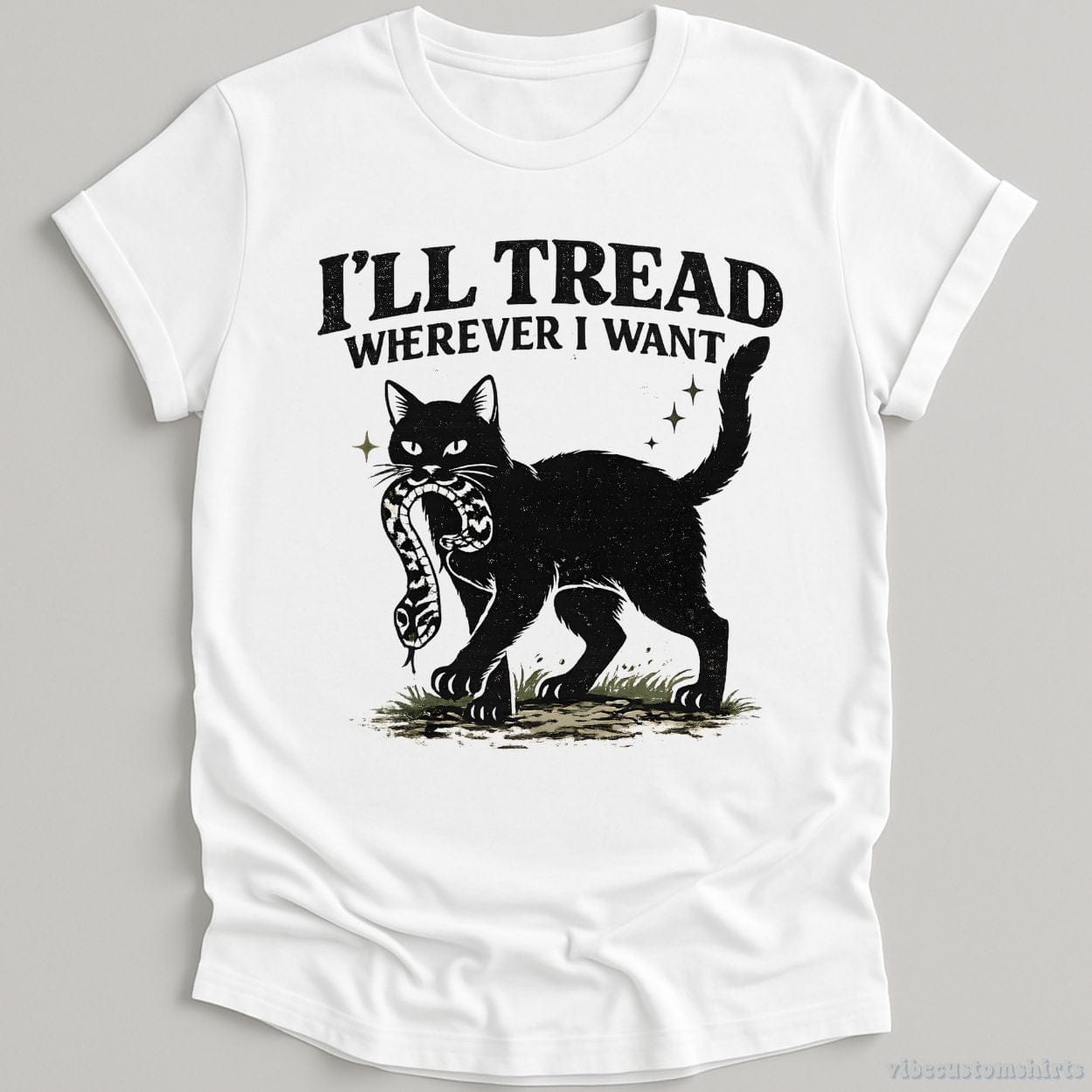 T-Shirt White / S I'll Tread Wherever I Want Black Cat and Snake Shirt