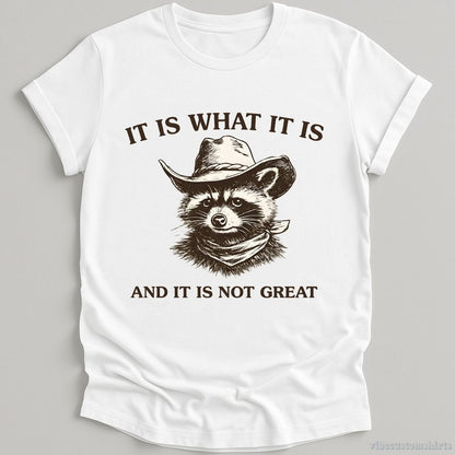 T-Shirt White / S It is What It is And It is Not Great Cowboy Raccoon Shirt