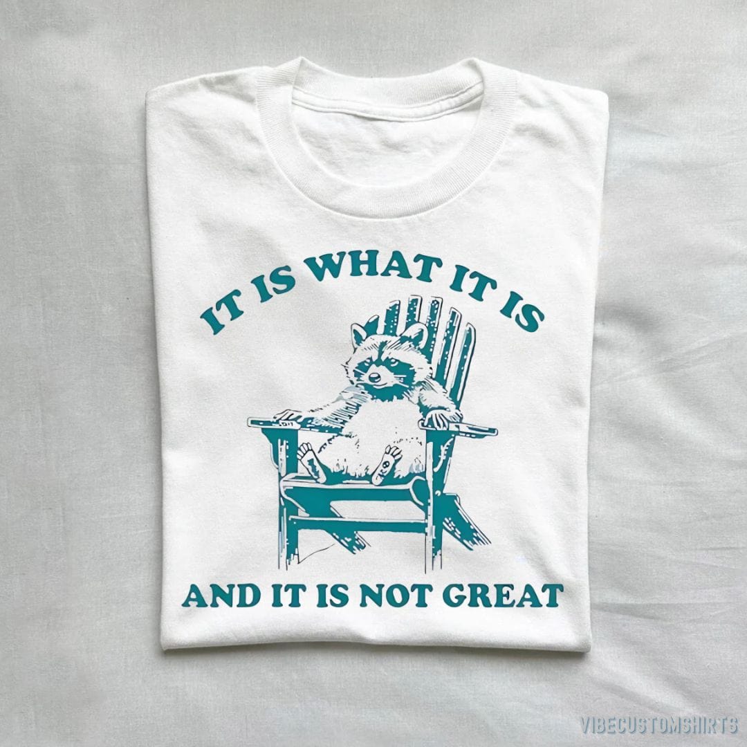 T-Shirt White / S It Is What It Is And It Is Not Great Funny Raccoon Sarcastic T-Shirt