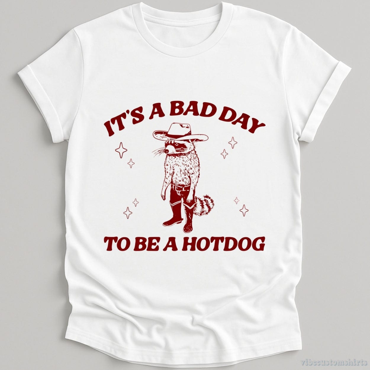 T-Shirt White / S It's A Bad Day To Be A Hotdog Cowboy Raccoon Shirt