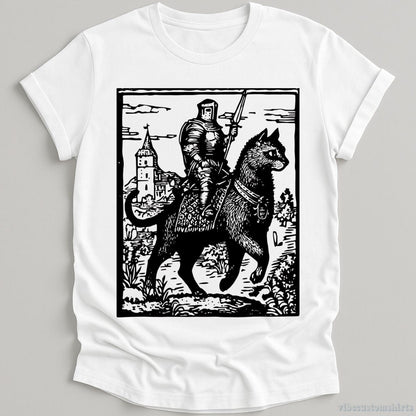 T-Shirt White / S Knight Cat Rider Vintage Graphic Shirt