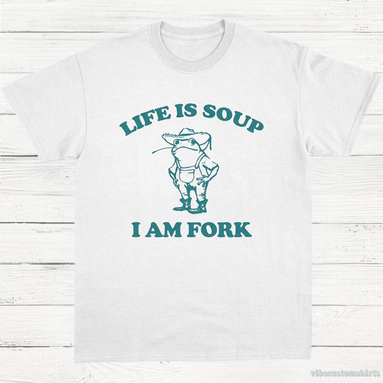 T-Shirt White / S Life Is Soup I Am Fork Frog Vintage T-Shirt