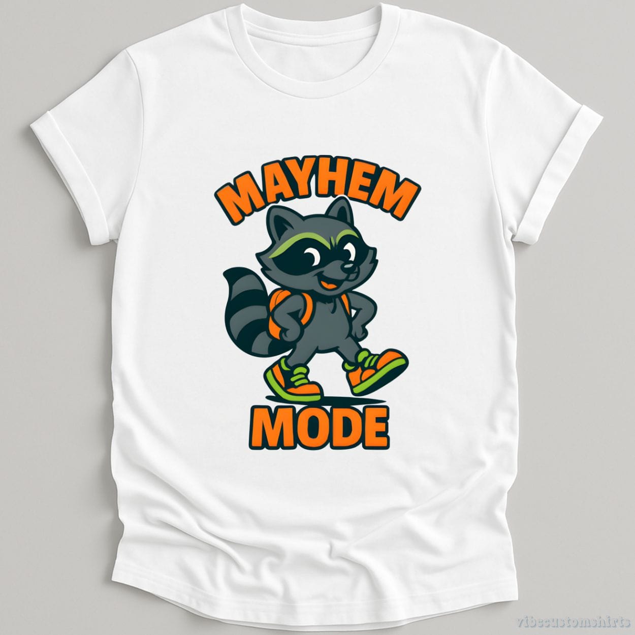 T-Shirt White / S Mayhem Mode Cute Raccoon Cartoon Shirt