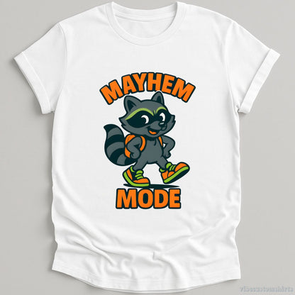T-Shirt White / S Mayhem Mode Cute Raccoon Cartoon Shirt