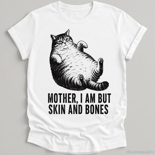 T-Shirt White / S Mother I am But Skin And Bones Funny Cat Shirt