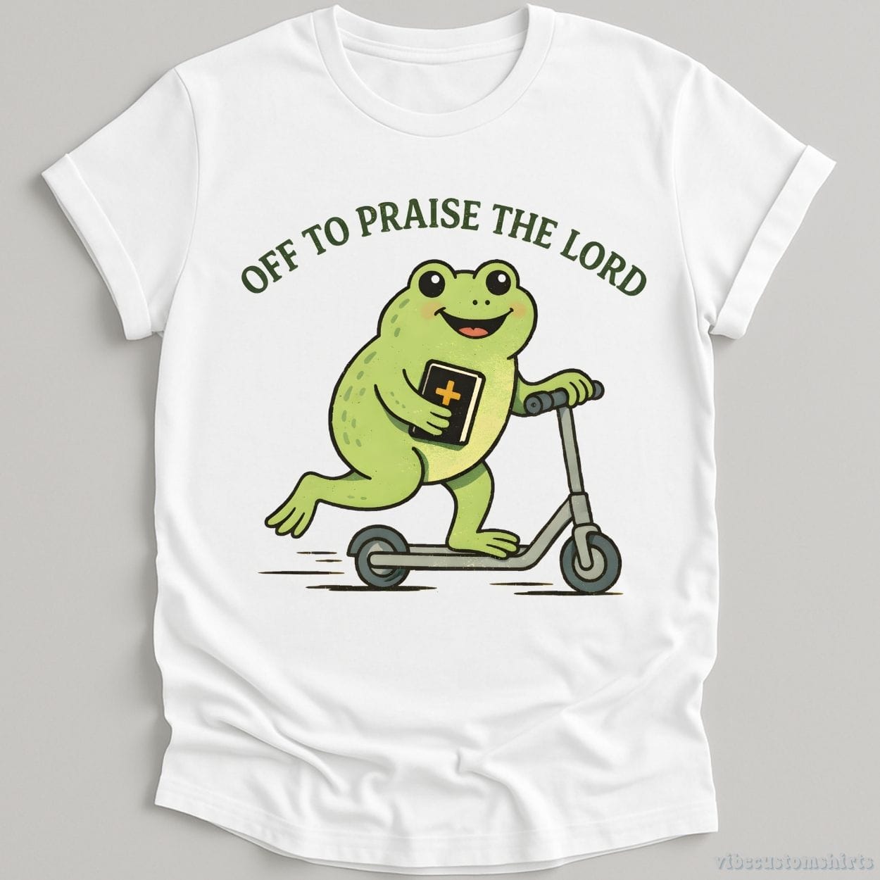 T-Shirt White / S Off To Praise The Lord Vintage Frog Humor Shirt